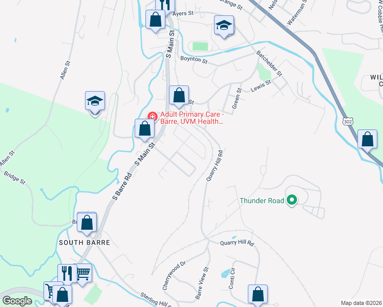 map of restaurants, bars, coffee shops, grocery stores, and more near 11 Downes Avenue in Barre