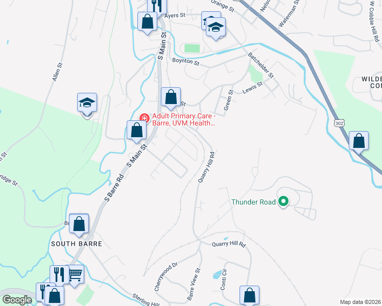 map of restaurants, bars, coffee shops, grocery stores, and more near 11 Downes Avenue in Barre