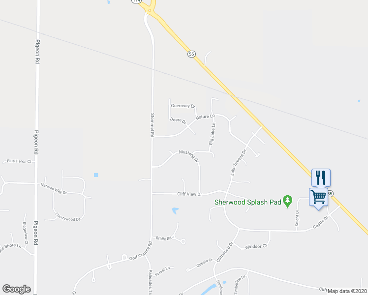 map of restaurants, bars, coffee shops, grocery stores, and more near W4842 Mustang Drive in Sherwood
