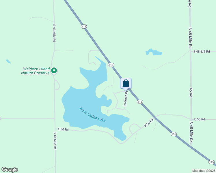 map of restaurants, bars, coffee shops, grocery stores, and more near 9399 Point Lookout Drive in Cadillac