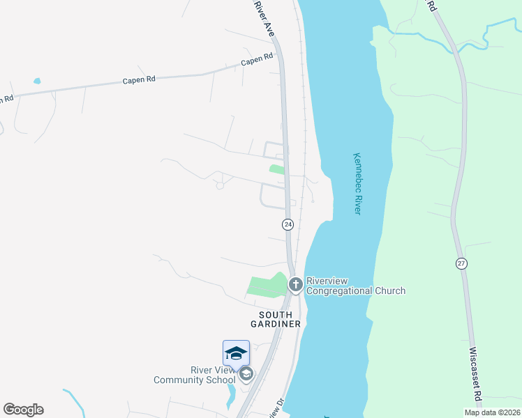 map of restaurants, bars, coffee shops, grocery stores, and more near 8 Mullins Drive in Gardiner