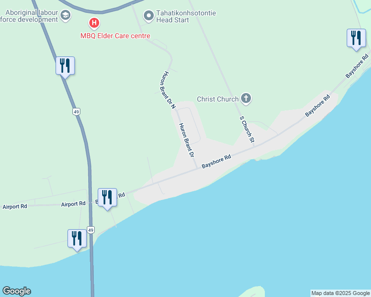 map of restaurants, bars, coffee shops, grocery stores, and more near 8 Huron Brant Drive North in Deseronto