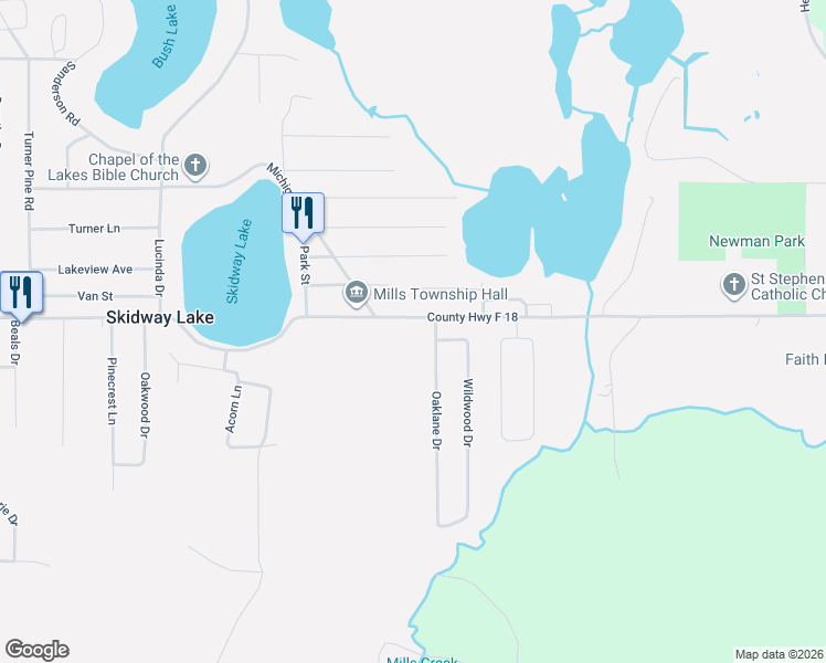 map of restaurants, bars, coffee shops, grocery stores, and more near 5270-5498 Oaklane Drive in Prescott