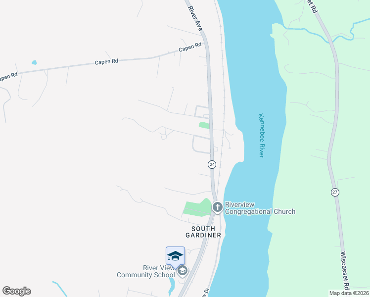map of restaurants, bars, coffee shops, grocery stores, and more near 8 Mullins Drive in Gardiner