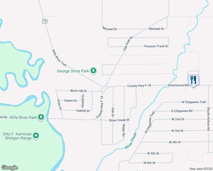 map of restaurants, bars, coffee shops, grocery stores, and more near 1519-1599 Oak Park Drive in Prescott