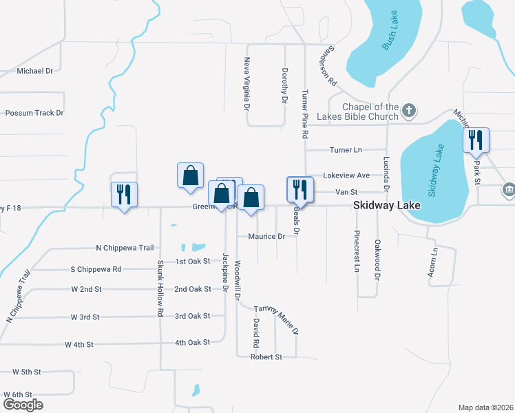 map of restaurants, bars, coffee shops, grocery stores, and more near 5200 Cottage Grove Drive in Prescott