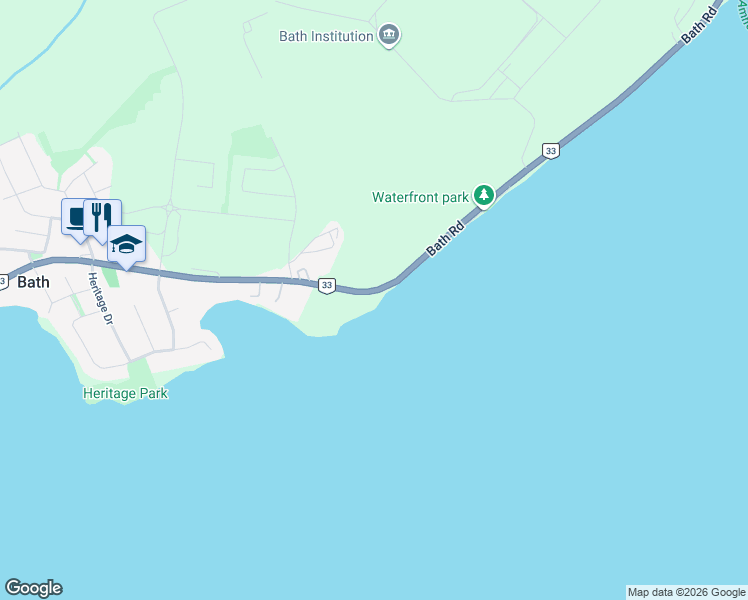 map of restaurants, bars, coffee shops, grocery stores, and more near 5824 Bath Road in Odessa