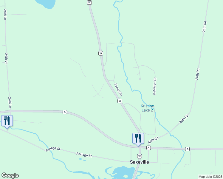 map of restaurants, bars, coffee shops, grocery stores, and more near N5674 Ferrari Drive in Wild Rose