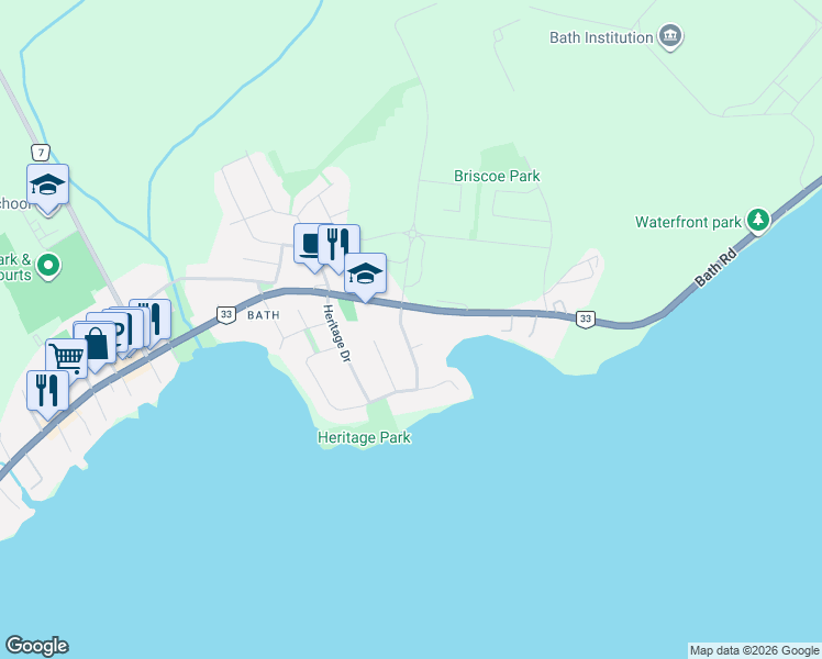 map of restaurants, bars, coffee shops, grocery stores, and more near 92 Windermere Boulevard in Loyalist