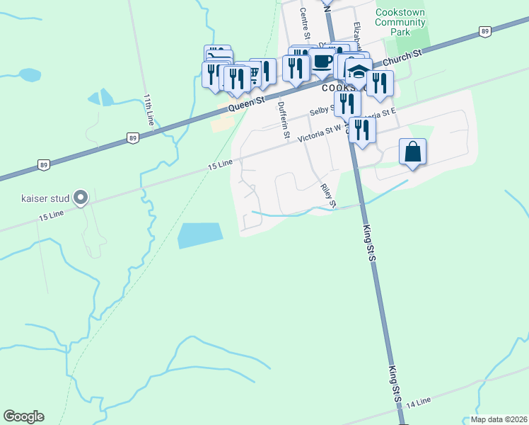 map of restaurants, bars, coffee shops, grocery stores, and more near 39 Royal Oak Drive in Innisfil