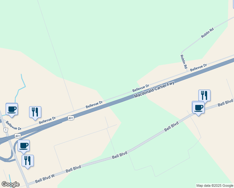 map of restaurants, bars, coffee shops, grocery stores, and more near 271 Bellevue Drive in Belleville