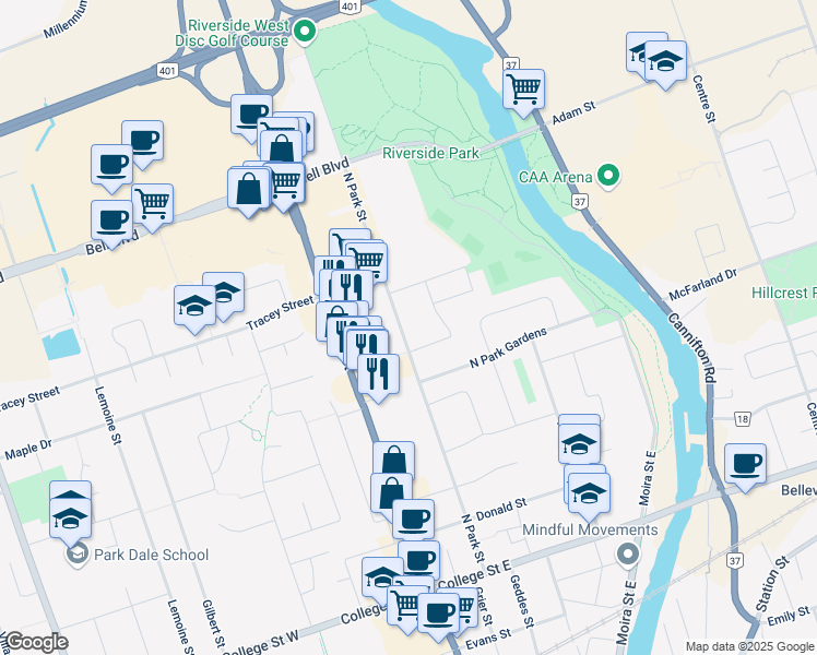 map of restaurants, bars, coffee shops, grocery stores, and more near 8 Marsh Drive in Belleville