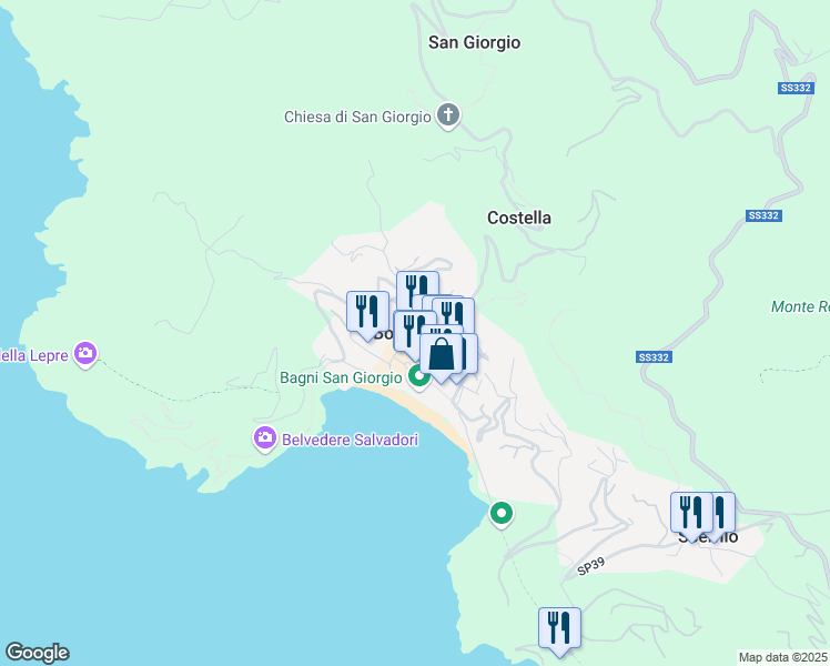 map of restaurants, bars, coffee shops, grocery stores, and more near in Bonassola