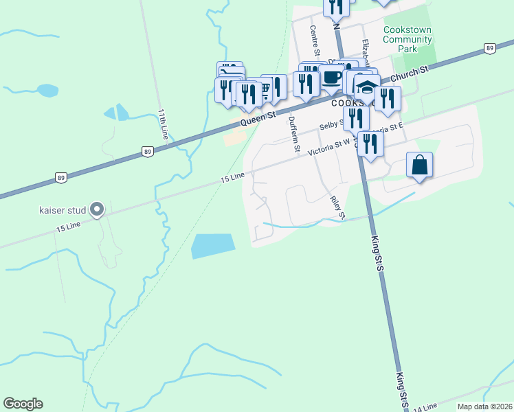 map of restaurants, bars, coffee shops, grocery stores, and more near 31 Victoria Street West in Innisfil