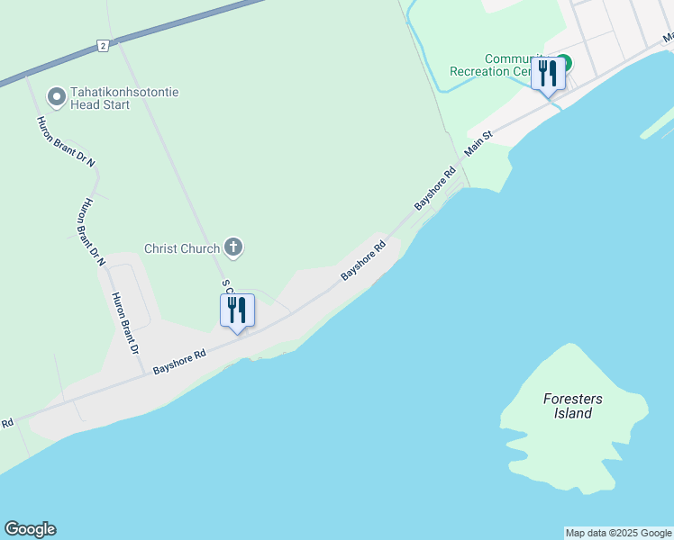 map of restaurants, bars, coffee shops, grocery stores, and more near 321 Bayshore Road in Deseronto