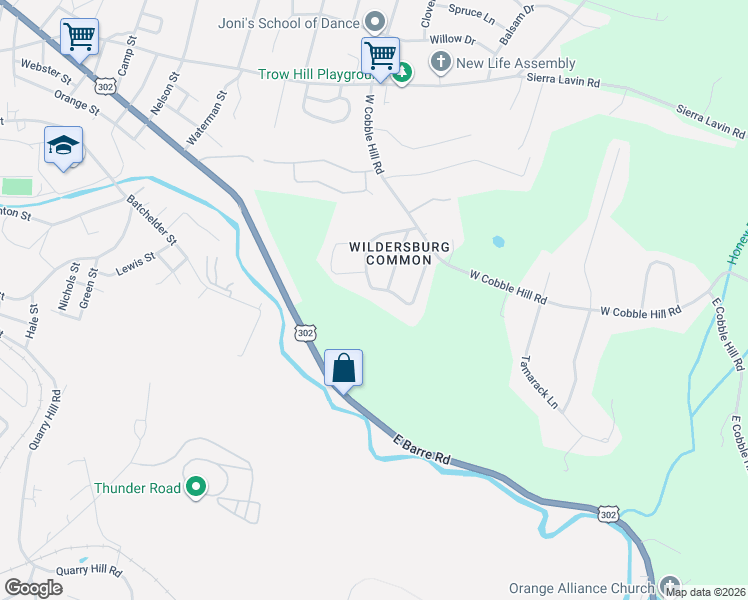 map of restaurants, bars, coffee shops, grocery stores, and more near 12 Owen Drive in Barre