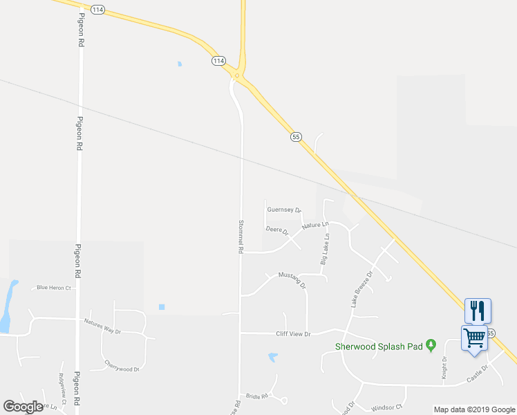 map of restaurants, bars, coffee shops, grocery stores, and more near N8117 Deere Drive in Sherwood