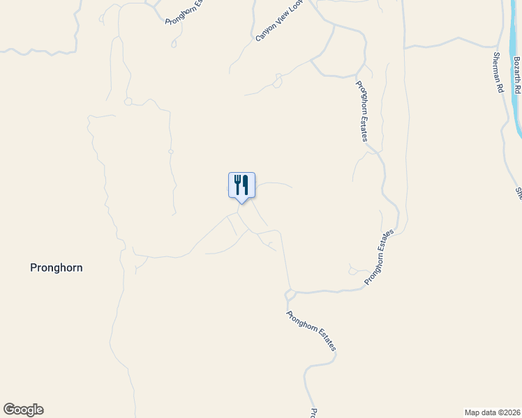 map of restaurants, bars, coffee shops, grocery stores, and more near 65710 Adventure Court in Bend