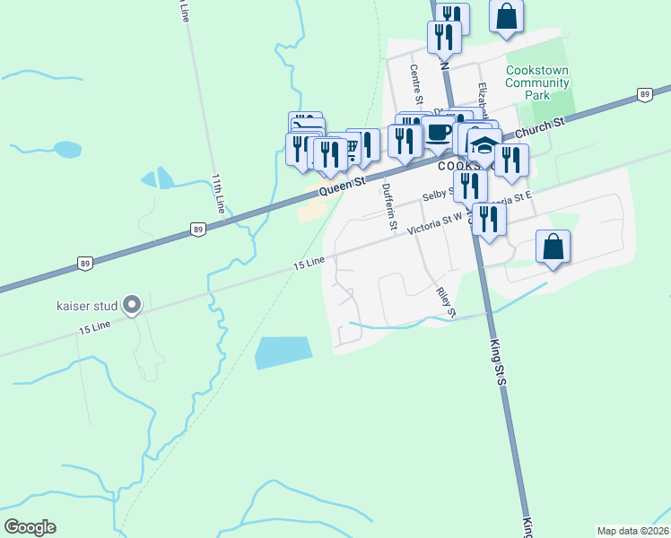 map of restaurants, bars, coffee shops, grocery stores, and more near 31 Victoria Street West in Innisfil