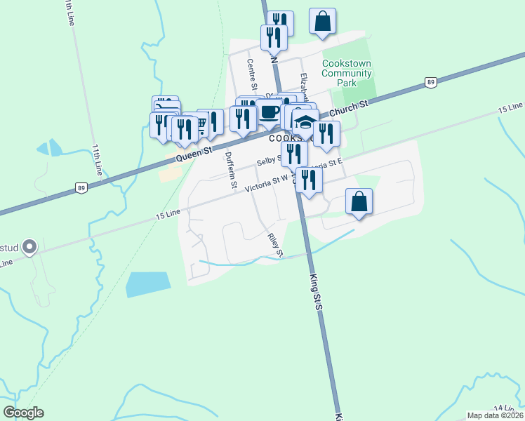 map of restaurants, bars, coffee shops, grocery stores, and more near 7 Victoria Street West in Innisfil