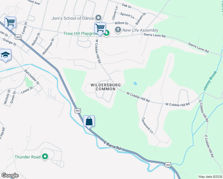 map of restaurants, bars, coffee shops, grocery stores, and more near 80 West Cobble Hill Road in Barre