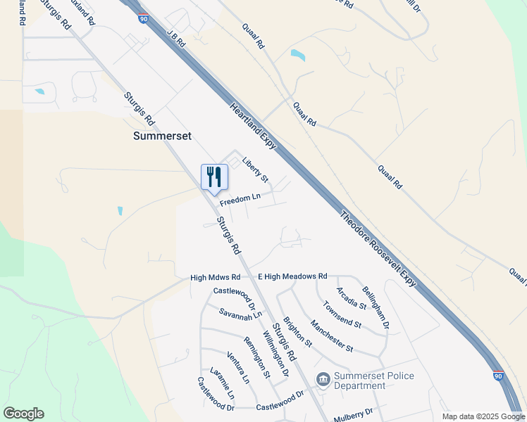 map of restaurants, bars, coffee shops, grocery stores, and more near 7042 Freedom Court in Summerset