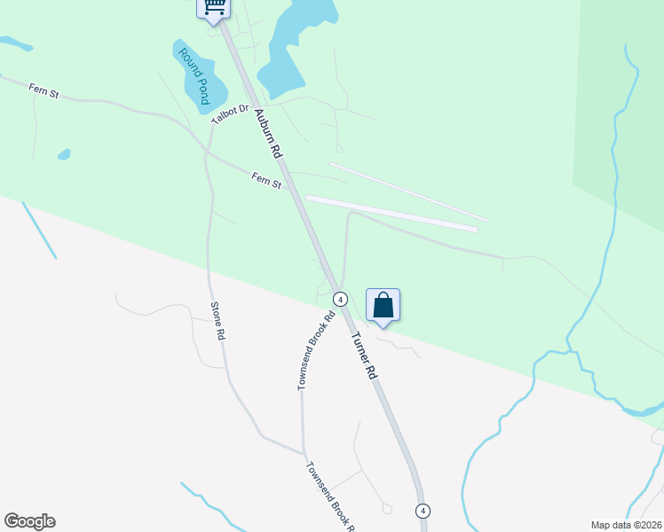 map of restaurants, bars, coffee shops, grocery stores, and more near 41 Auburn Road in Turner