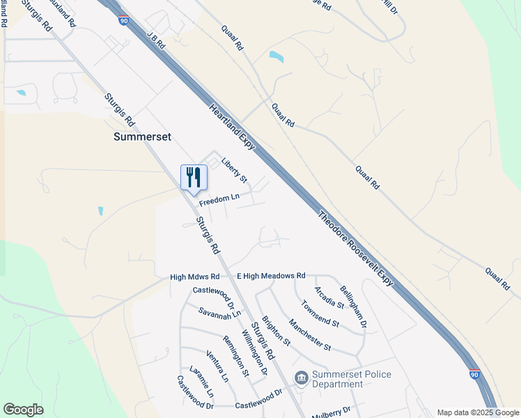 map of restaurants, bars, coffee shops, grocery stores, and more near 702 Freedom Court in Summerset