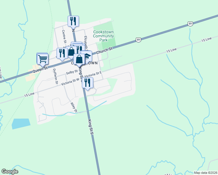 map of restaurants, bars, coffee shops, grocery stores, and more near 21 Kidds Lane in Innisfil