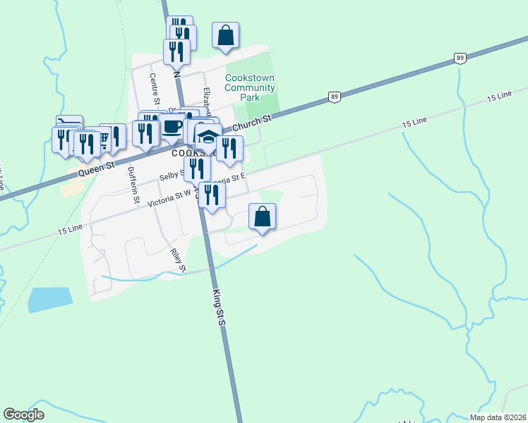 map of restaurants, bars, coffee shops, grocery stores, and more near 21 Kidds Lane in Innisfil