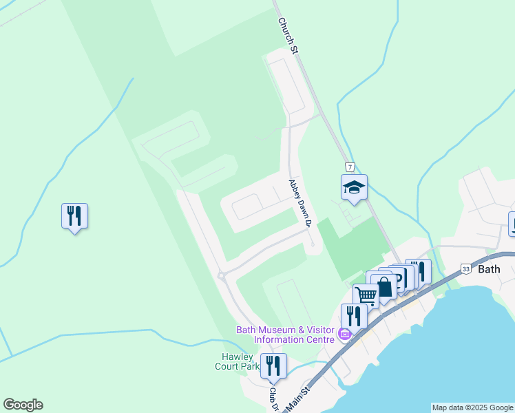 map of restaurants, bars, coffee shops, grocery stores, and more near 76 Glenora Drive in Bath