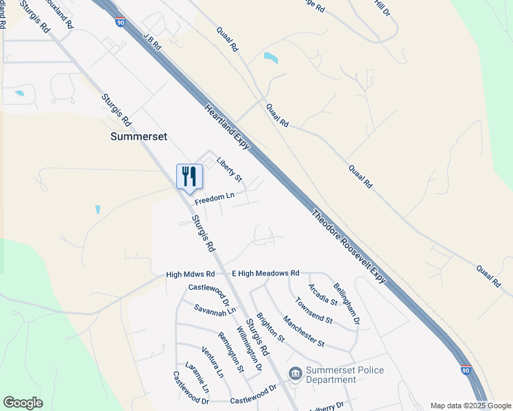 map of restaurants, bars, coffee shops, grocery stores, and more near 702 Freedom Court in Summerset