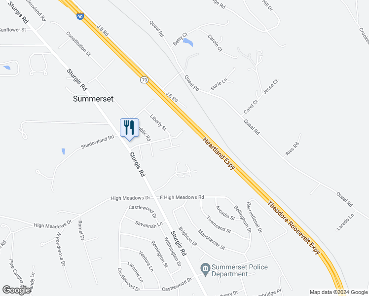 map of restaurants, bars, coffee shops, grocery stores, and more near 702 Freedom Court in Summerset