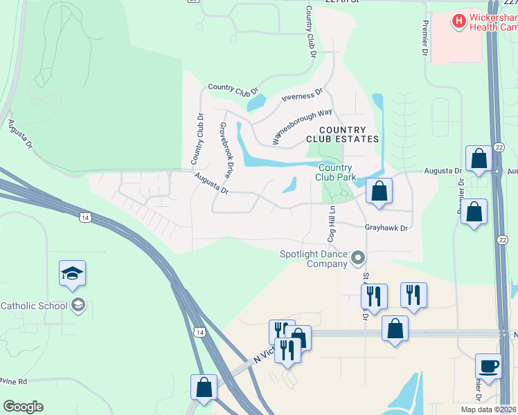 map of restaurants, bars, coffee shops, grocery stores, and more near 268 Grovebrook Circle in Mankato