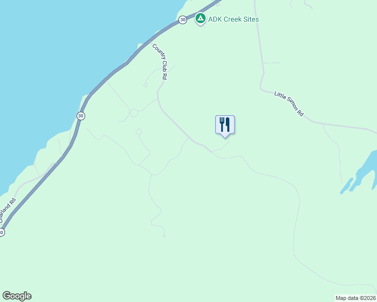map of restaurants, bars, coffee shops, grocery stores, and more near 34 Tamarac Dr in Tupper Lake