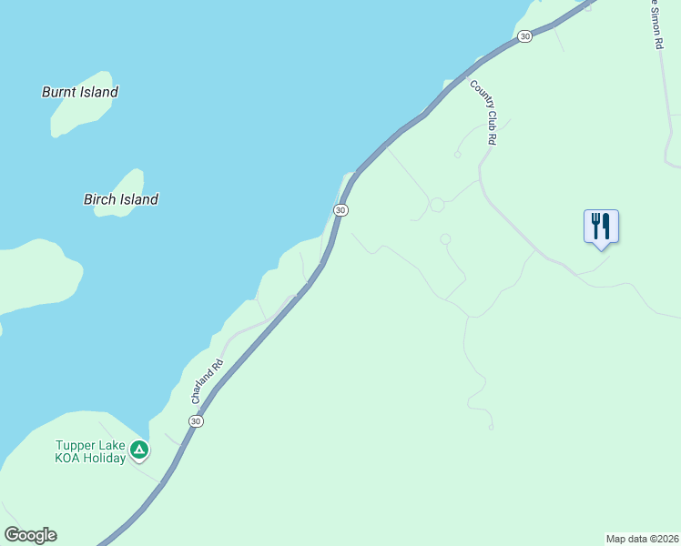 map of restaurants, bars, coffee shops, grocery stores, and more near 1472 New York 30 in Tupper Lake