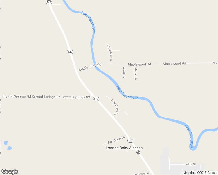 map of restaurants, bars, coffee shops, grocery stores, and more near 7351 Pine Grove Lane in Two Rivers