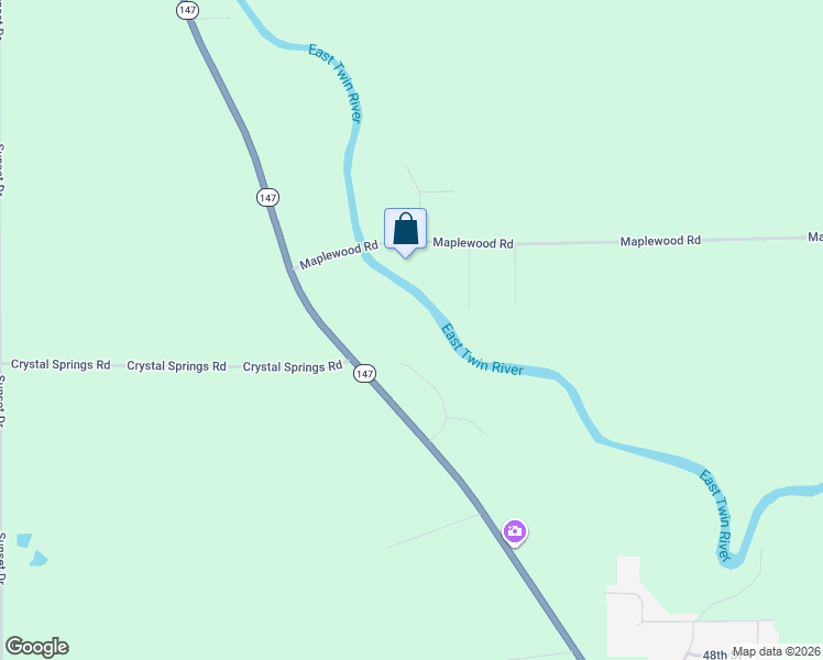 map of restaurants, bars, coffee shops, grocery stores, and more near 7351 Pine Grove Lane in Two Rivers