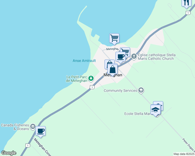 map of restaurants, bars, coffee shops, grocery stores, and more near 7861 Highway 1 in Mavillette