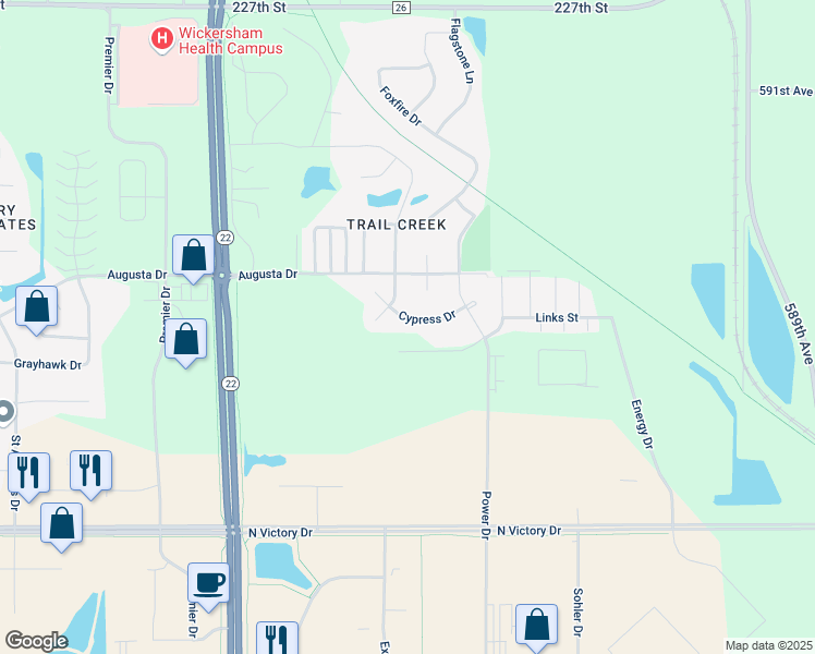 map of restaurants, bars, coffee shops, grocery stores, and more near 213 Cypress Drive in Mankato