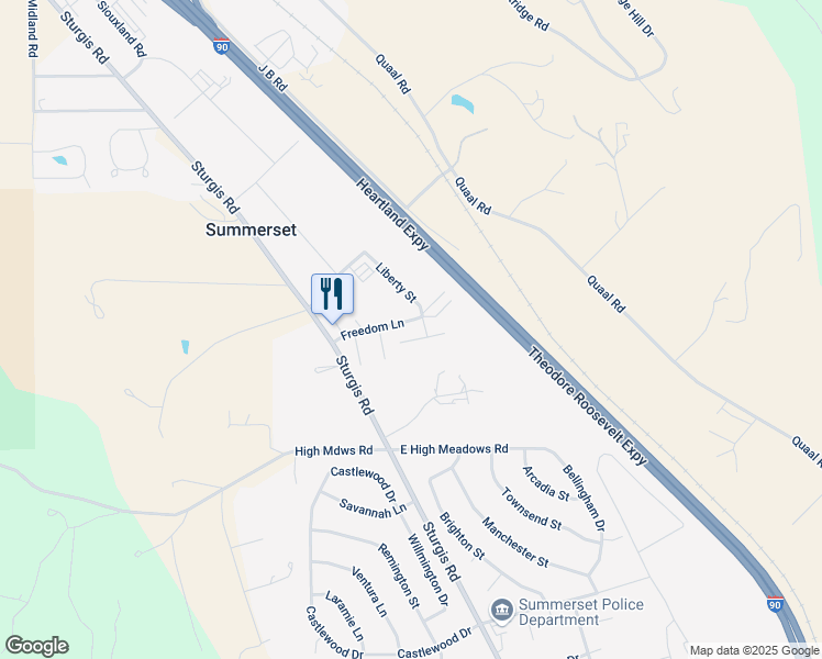 map of restaurants, bars, coffee shops, grocery stores, and more near 7042 Freedom Court in Summerset