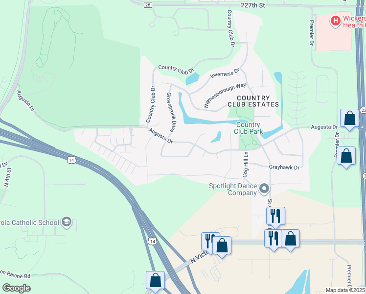 map of restaurants, bars, coffee shops, grocery stores, and more near 268 Grovebrook Circle in Mankato