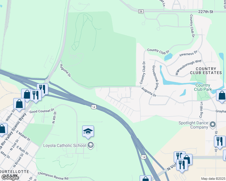 map of restaurants, bars, coffee shops, grocery stores, and more near 806 Pinnacle Path in Mankato