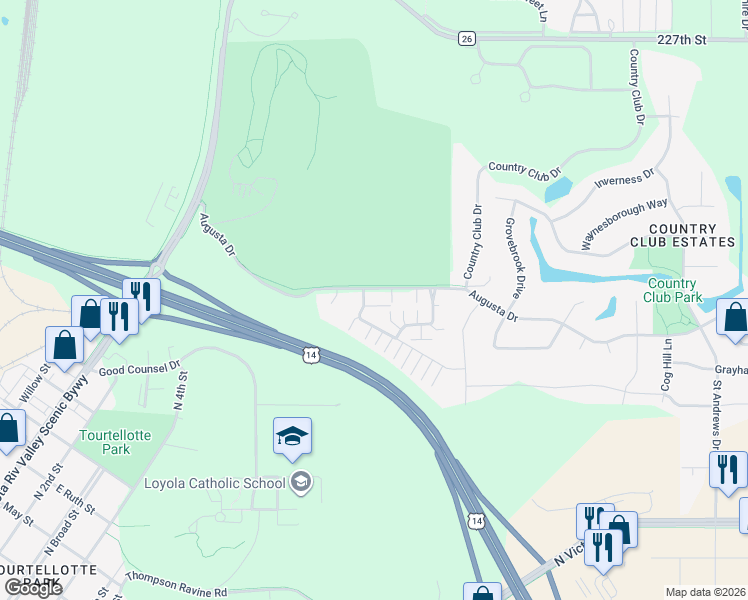 map of restaurants, bars, coffee shops, grocery stores, and more near 806 Pinnacle Path in Mankato