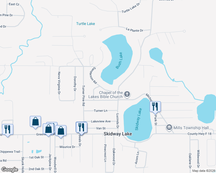 map of restaurants, bars, coffee shops, grocery stores, and more near 2233-2299 Sanderson Road in Prescott