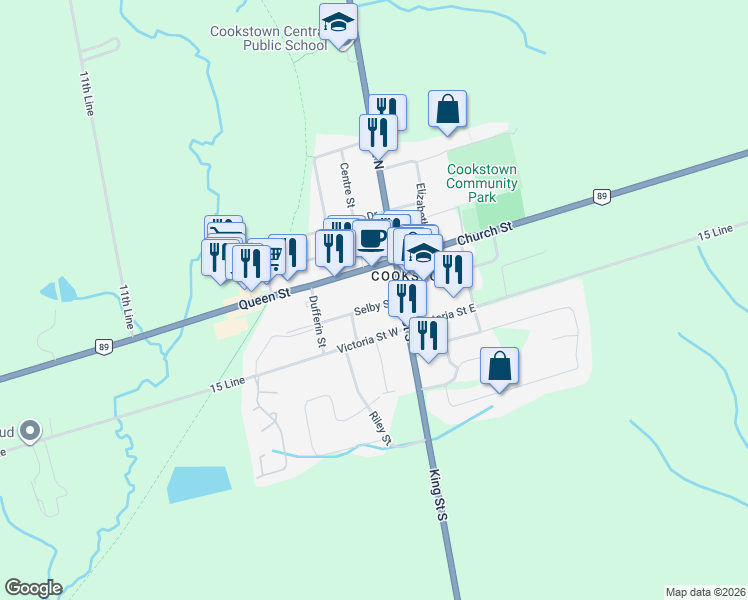 map of restaurants, bars, coffee shops, grocery stores, and more near 4 Selby Street in Innisfil
