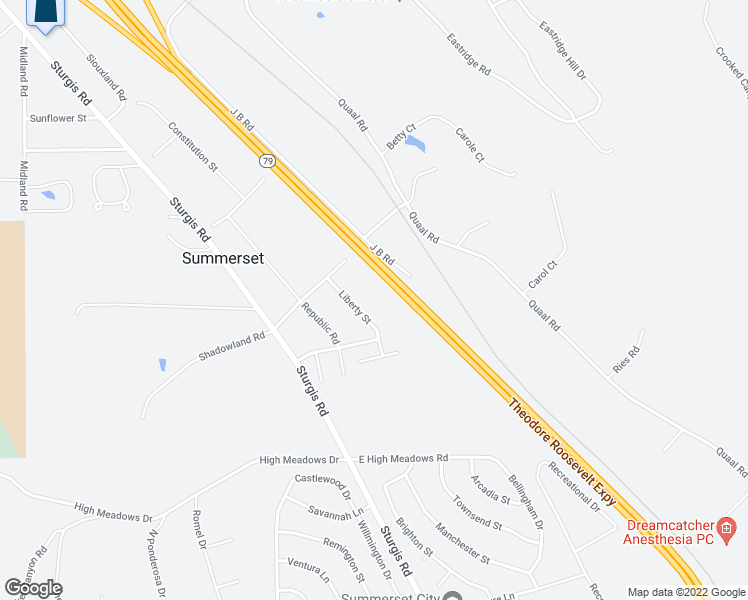 map of restaurants, bars, coffee shops, grocery stores, and more near 11100 Liberty Street in Summerset