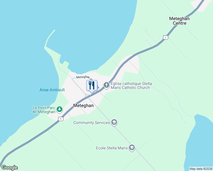 map of restaurants, bars, coffee shops, grocery stores, and more near Highway 1 in Meteghan