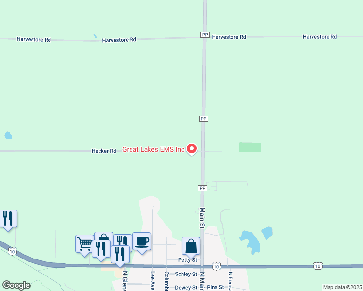 map of restaurants, bars, coffee shops, grocery stores, and more near W534 Hacker Road in Brillion