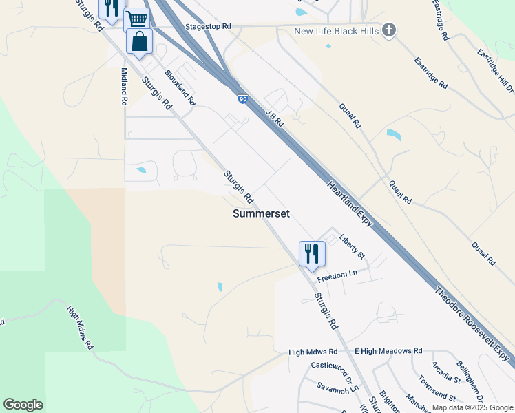 map of restaurants, bars, coffee shops, grocery stores, and more near in Summerset